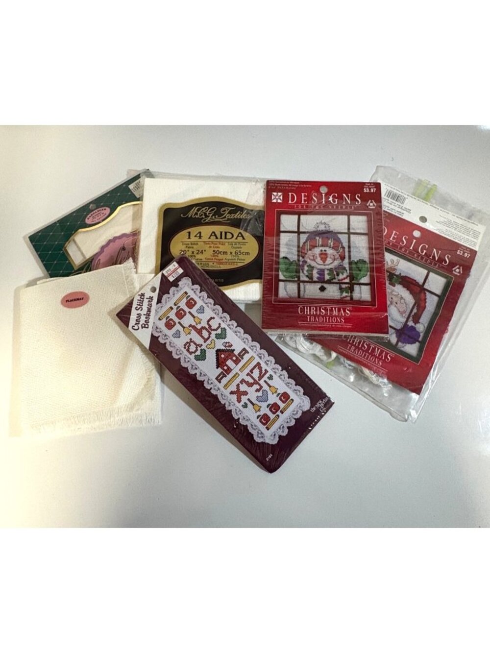 Cross Stitch Fabric and Kits Bundle Aida Hardanger Bookmark Christmas Designs